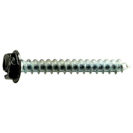 Sheet Metal Screw, #10 X 1-1/2 In, Painted Steel Hex Head Slotted Drive, 20 PK